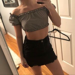 Off-the-shoulder Striped Crop Top (Size XS/S)